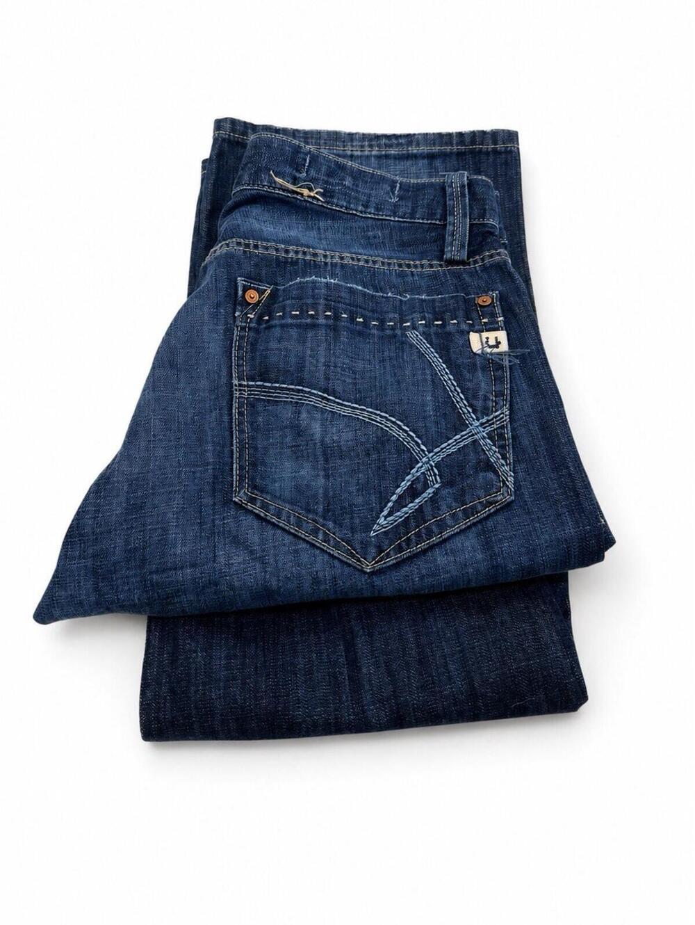 Union Womens Bootcut Jeans 33x34 Made USA Italian Fabric Button Fly Dark Wash